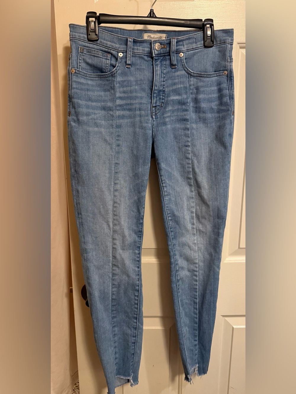 Madewell Light Blue Skinny Jeans with Raw Hem 9 inch High Rise